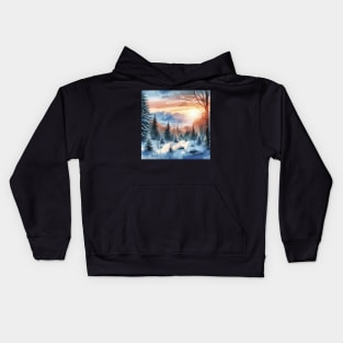 Winter Sunrise Winter Landscape Kids Hoodie